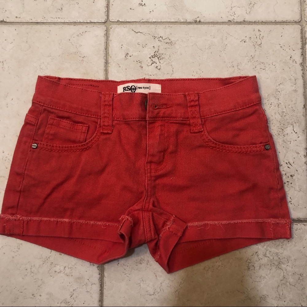 Orange jean shorts